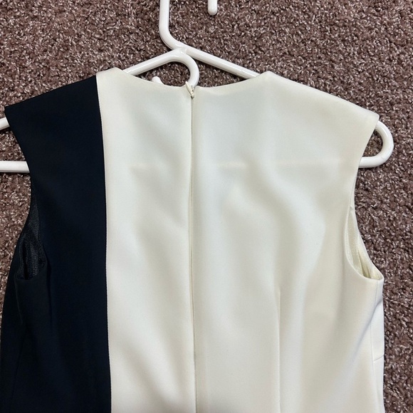 POIS Black and White Sleeveless Sheath Dress V-Neck Mini - Picture 5 of 8